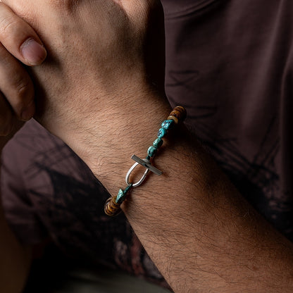 Tibetan Wisdom Bracelet - Handcrafted Aged Yak Bone with Turquoise & Agate Wisdom Bracelet