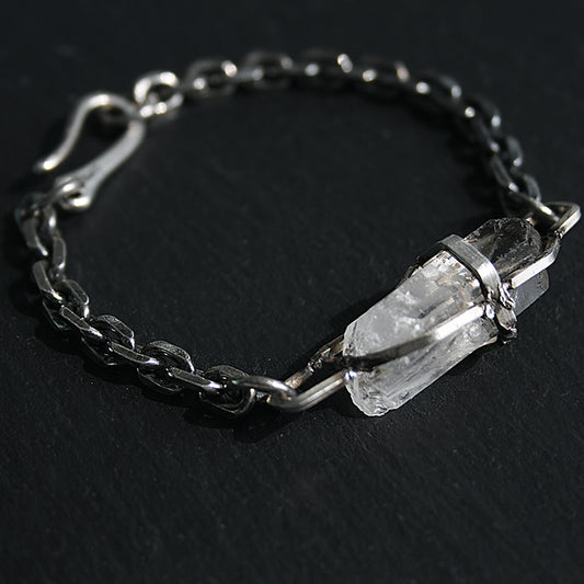 Handcrafted Crystal Quartz & 925 Sterling Silver Bracelet