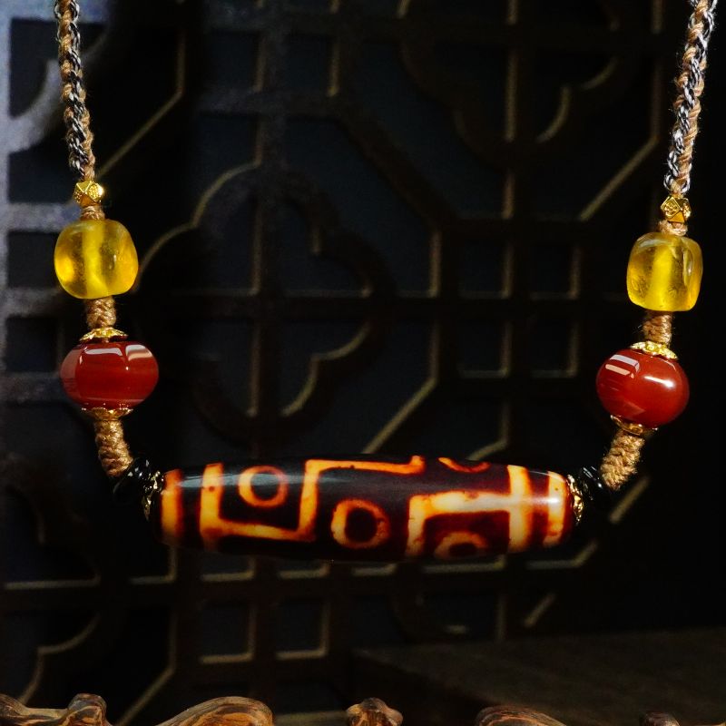 Tibetan Nine-Eye Dzi Necklace