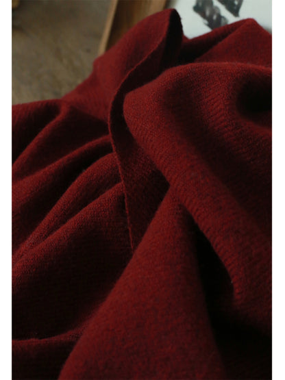 Tibetan Crimson Embrace: The Sacred Wool Shawl of Eternal Blessings