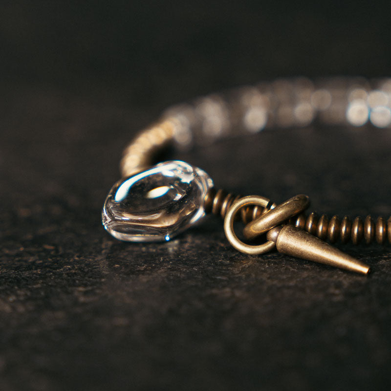 Tibetan Clear Crystal Quartz with Brass Bracelet – Elegance in Harmony Ⅲ