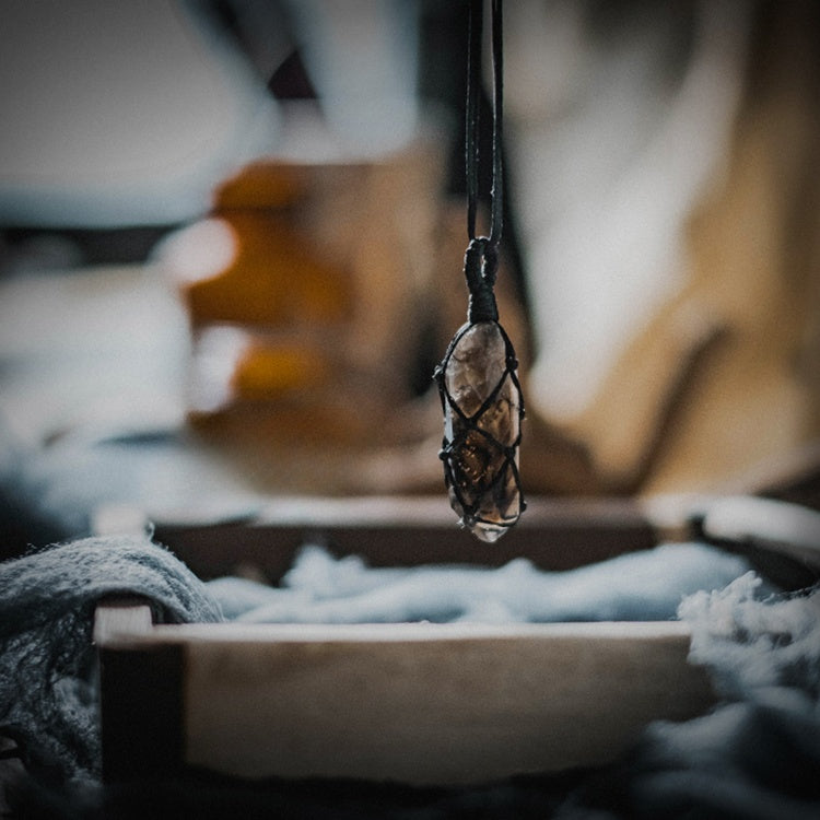 Handcrafted Tibetan Smoky Quartz Pendant Necklace