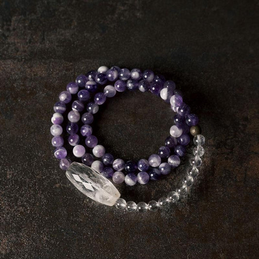 Tibetan Amethyst & Clear Crystal Healing Bracelet