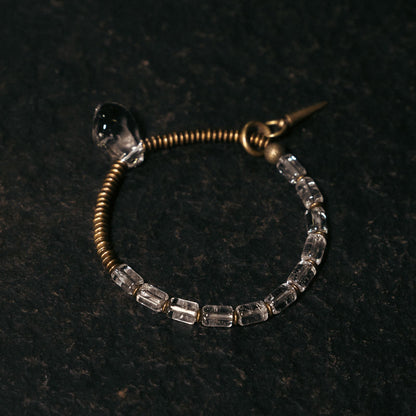 Tibetan Clear Crystal Quartz with Brass Bracelet – Elegance in Harmony Ⅲ