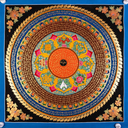 Tibetan Six-Syllable Mantra Thangka Art (70x70cm): A Sacred Hand-Painted Masterpiece