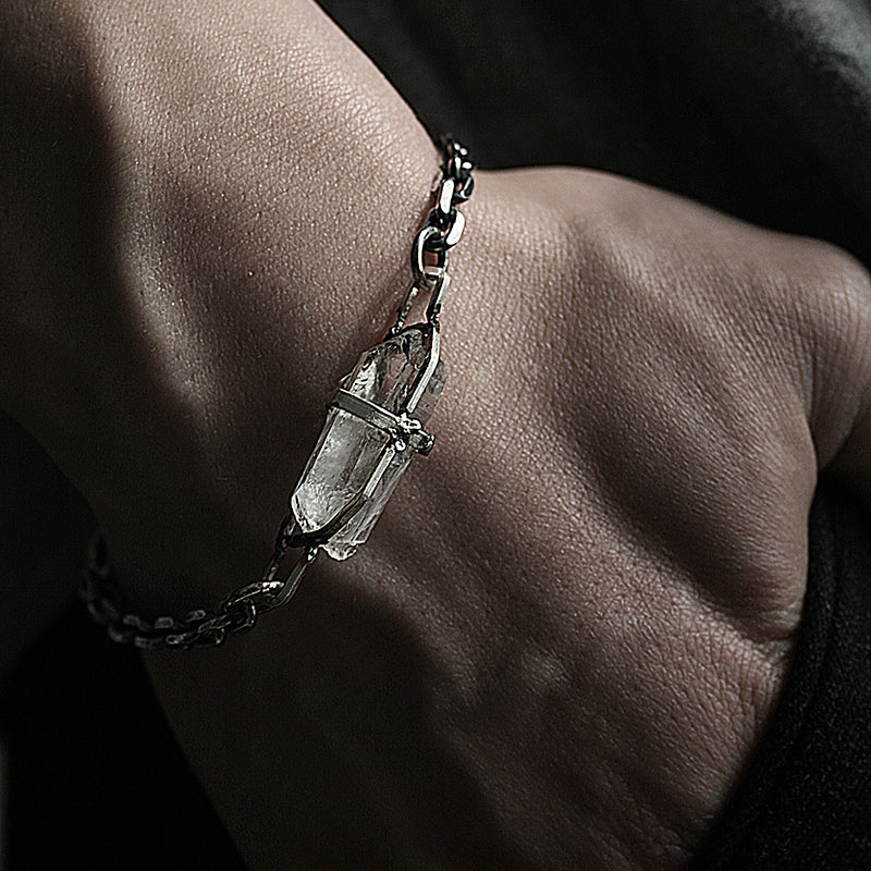 Handcrafted Crystal Quartz & 925 Sterling Silver Bracelet