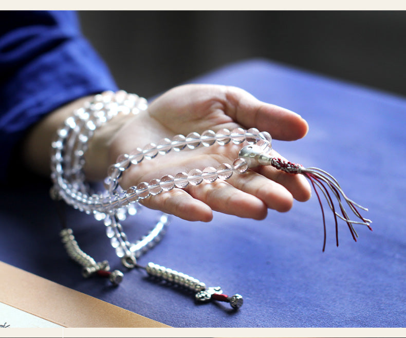 Tibetan 108 Clear Quartz Mala Bracelet(Necklace)