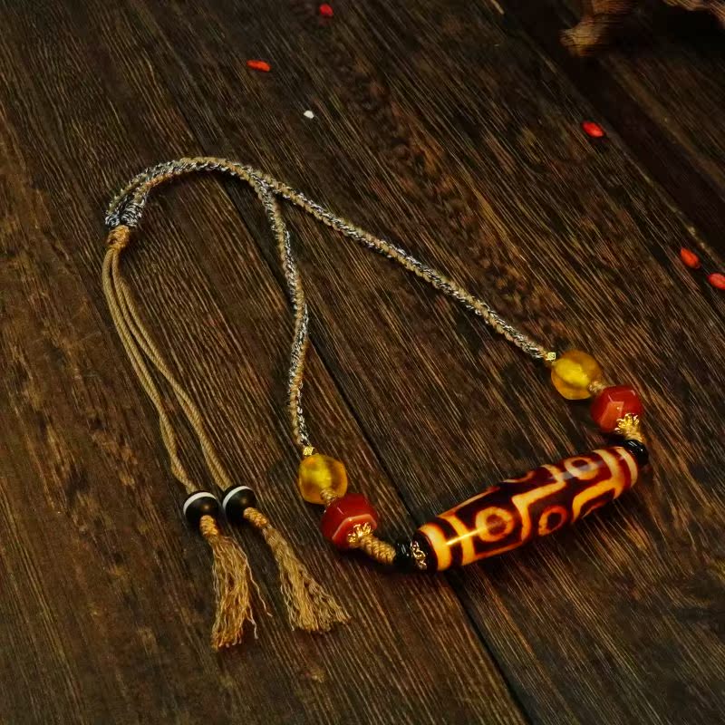 Tibetan Nine-Eye Dzi Necklace