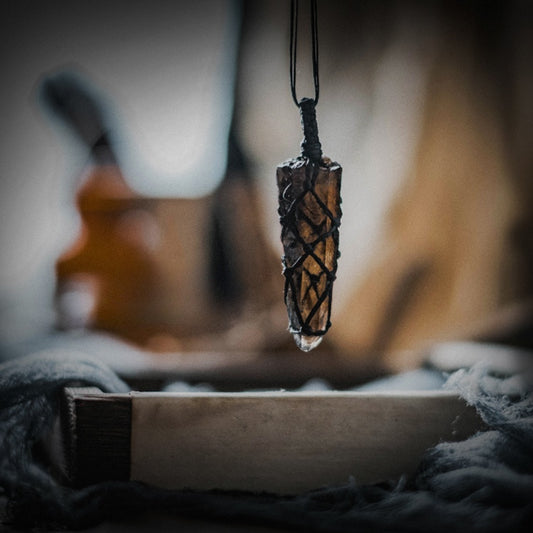 Handcrafted Tibetan Smoky Quartz Pendant Necklace