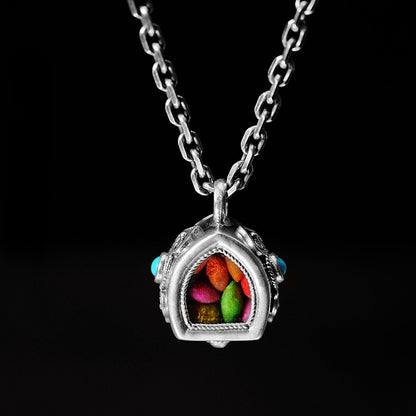 Tibetan Turquoise 925 Sterling Silver GaWu Box Necklace