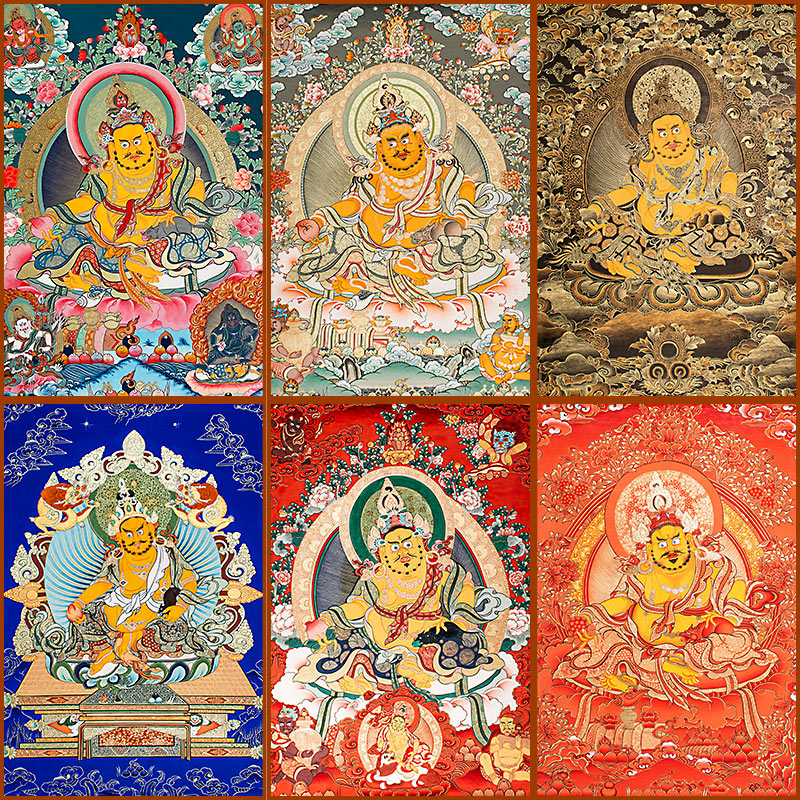 Sacred Thangka Collection: Yellow Jambhala  Vaishravana (Treasure King Deities)