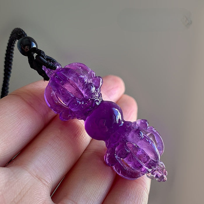 A Fusion of Tibetan Power and Crystal Energy Amethyst Vajra Necklace