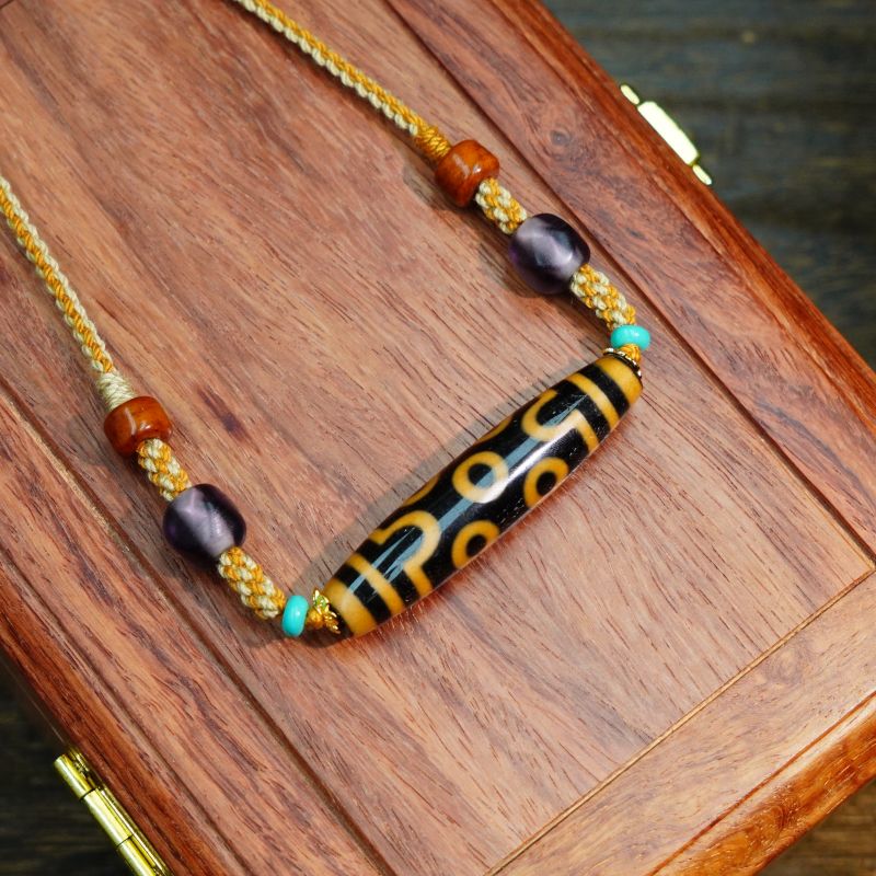 Tibetan Seven-Eye Dzi Necklace