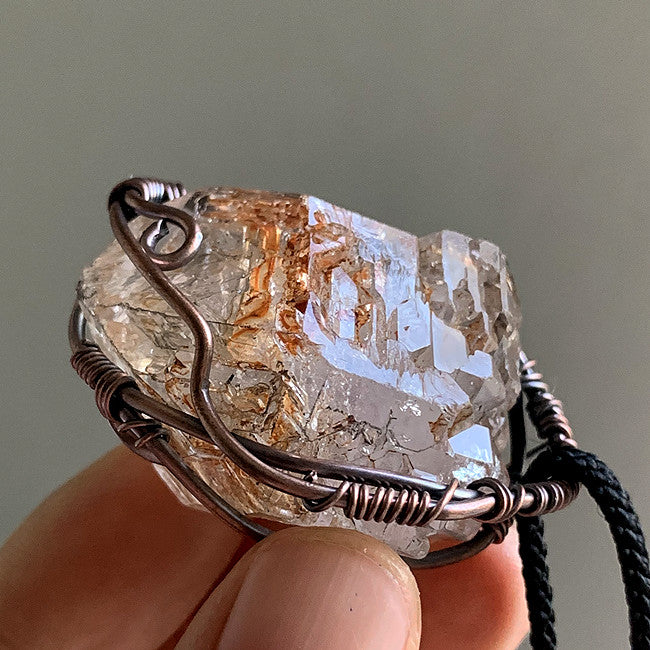 Tibetan Rare Skeletal Crystal Pendant Necklace