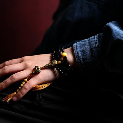 Tibetan 108 Black Onyx Mala Bracelet(Necklace)