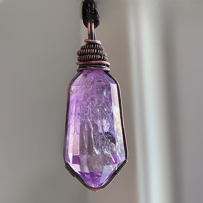 Blessing Amethyst Double-Terminated Pendulum Pendant Necklace