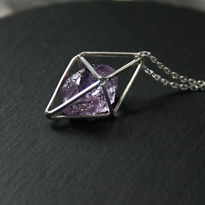 Tibetan Amethyst Raw Crystal Pendant Necklace