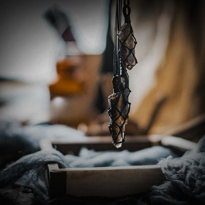 Handcrafted Tibetan Smoky Quartz Pendant Necklace