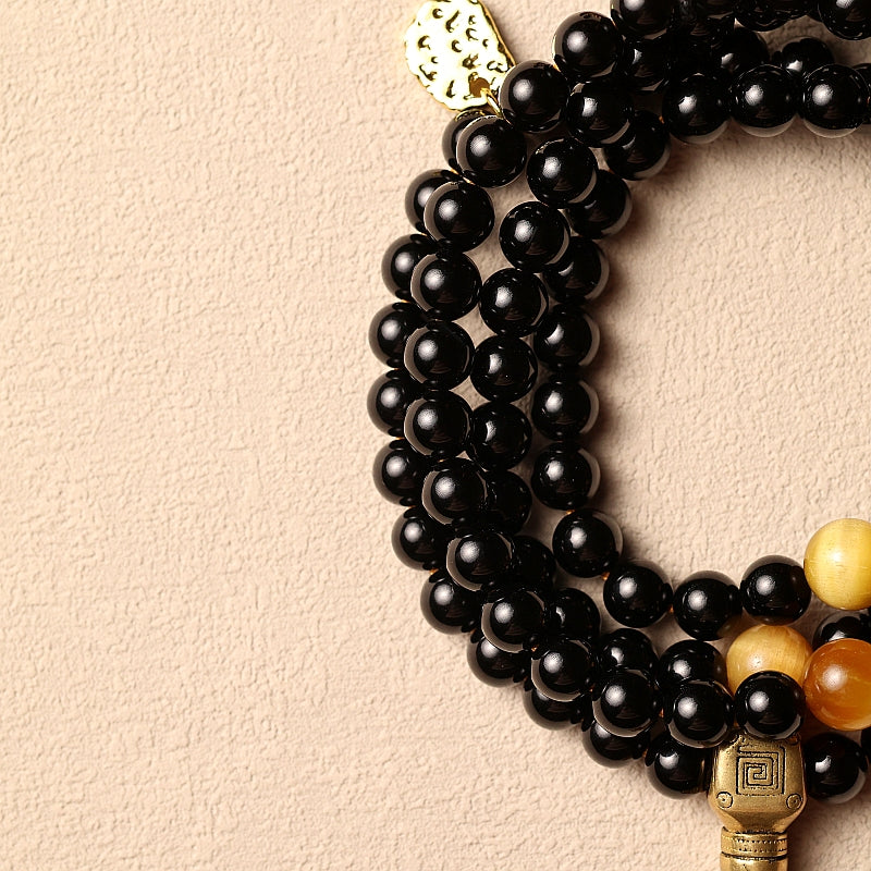 Tibetan 108 Black Onyx Mala Bracelet(Necklace)