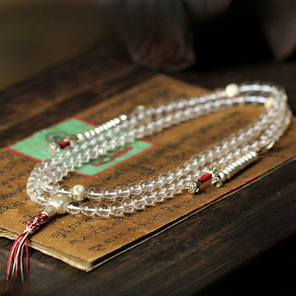 Tibetan 108 Clear Quartz Mala Bracelet(Necklace)