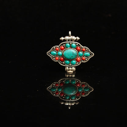 Handcrafted Tibetan Turquoise Sterling Silver Pendant Necklace