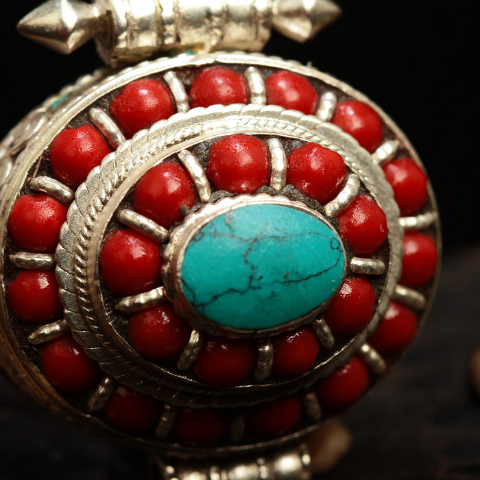 Handcrafted Tibetan Turquoise Silver Pendant(GaWu Box) Necklace